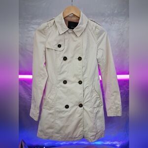Bershka Sunny Days & Me Womens Small Beige Trench Coat Double Breasted Jacket